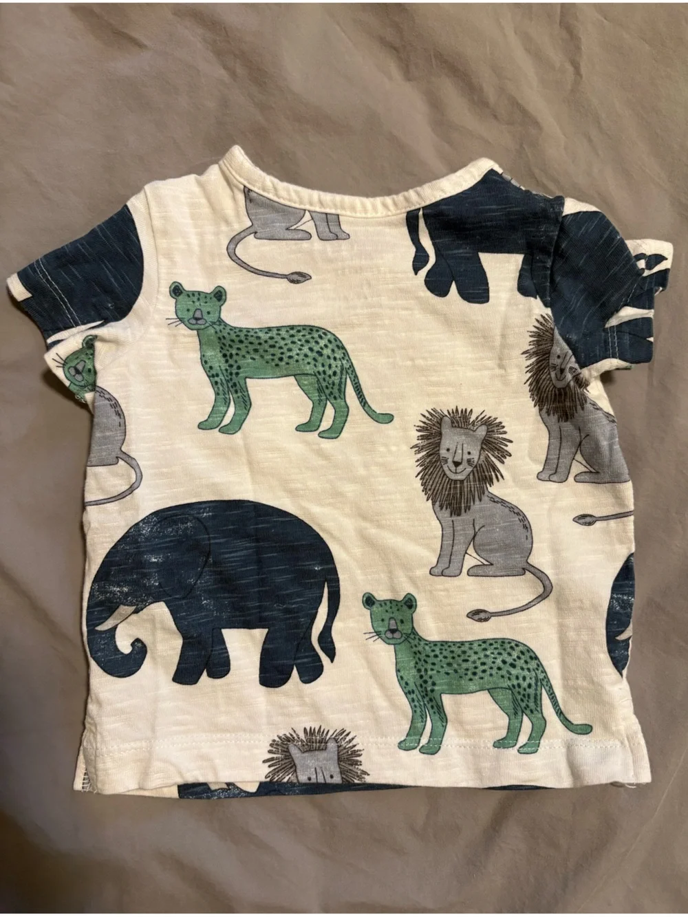 Little Planet 6M Organic Cotton Shortall Set in Green Overalls with Zoo Animals